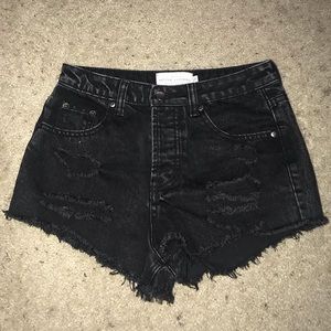 black denim shorts